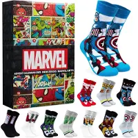OCreon Trendige Marvel-Socken-Adventskalender 2025 für Männer und Jugendliche – 24 Paar atmungsaktive Sportsocken