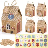 OCreon Weihnachts-Adventskalender-Boxen – 24 Adventskalender-Boxen mit 24 Adventskalender-Aufklebern – Schneeflocken-Geschenkanhänger – Juteband