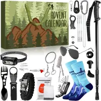 OCreon Outdoor-Camping-Adventskalender 2025. Wandern-Adventskalender – 24 Tage mit Campingausrüstung und Wanderbedarf für Männer und Jugendliche