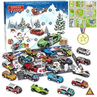 OCreon Adventskalender – Miniaturauto – Spielzeugauto im Weihnachtsgeschenkset für 24 Stück