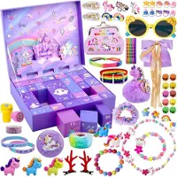 OCreon Adventskalender 2026 – Für Mädchen – Adventskalender für Weihnachten – 24 Tage – Einhorn-Geschenke für Kinder – Für Mädchen – Inklusive Haarschmuck