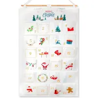 OCreon Kerststof Adventskalender – Wiederverwendbare Adventskalender 2025 mit 24 Taschen, 15x15 cm – Füllen Sie Ihren eigenen Adventskalender mit weihnachtlichen Dekorationen