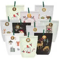 OCreon Adventskalender zum Befüllen – 24 Papier-Weihnachtssäckchen zum Selberbasteln – Papier-Adventssäckchen mit Zahlenaufklebern, die Sie selbst befüllen können