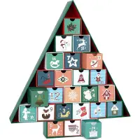 OCreon Adventskalender zum Befüllen – Weihnachtsbaum – DIY-Adventskalender mit 24 Fächern für Gutscheine, Süßigkeiten und andere Überraschungen