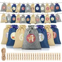 OCreon Adventskalender zum Befüllen - Groß - 24 Adventskalender-Säckchen mit Zahlen - Adventssäckchen - Weihnachtskalender zum Selbstbefüllen