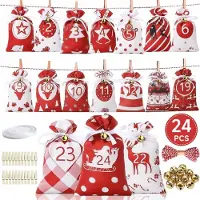 OCreon Adventskalender zum Befüllen – Wiederverwendbare Adventskalendertüten – DIY-Weihnachts-Adventskalender – Stofftüten