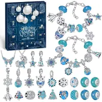 OCreon Adventskalender für Mädchen mit Schmuck – DIY-Set zum Herstellen von Armbändern und Halsketten mit 24 Anhängern – Weihnachts-Adventskalender für Kinder