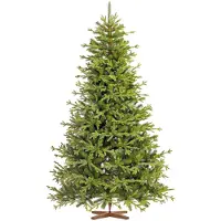 FairyTrees Weihnachtsbaum künstlich 220cm BAYERISCHE Tanne Premium | EU | Christbaum Holzständer | Tannenbaum künstlich mit Naturgetreue Spritzguss Elemente