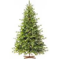 FairyTrees Weihnachtsbaum künstlich 180cm BAYERISCHE Tanne Premium | EU | Christbaum Holzständer | Tannenbaum künstlich mit Naturgetreue Spritzguss Elemente