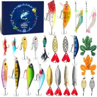 OCreon Set mit 24 Angelhaken – Für Männer und Jungen – Adventskalender – Angelhaken – Angelzubehör – Weihnachtsüberraschung – Geschenk für ihn