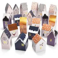 OCreon Adventskalender zum Befüllen - 24 Weihnachtskalender - Häuser zum Selberbasteln - Schachteln - Weihnachtsdorf - Adventszeit - Zum Selberfüllen - Hausform