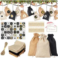 OCreon Jute-Geschenksäcke für Adventskalender – Adventskalender für Männer, Frauen und Kinder – Stoffbeutel