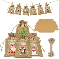 OCreon Adventskalender zum Befüllen mit Jutebeuteln: 10x15 cm große Weihnachtssäckchen für Kinder