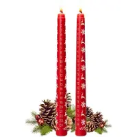 OCreon 2 Weihnachtskerzen, 24 Adventskerzen, Geschenkartikel: Handgefertigte Adventskerzen in Rot