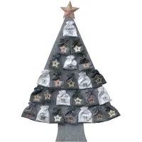 OCreon Adventskalender, Weihnachtsbaumform – Zum Befüllen – Grau