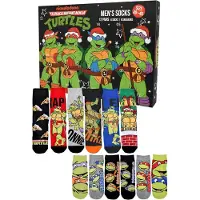 OCreon Adventskalender mit den Teenage Mutant Ninja Turtles, bestehend aus 12 Paar Socken für Herren – Größe 40-45 – Kalender mit Sneakern und langen Socken