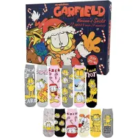 OCreon Garfield Adventskalender mit 12 Paar Socken für Damen – Größe 35-41 – Kalender mit Sneakern und langen Socken – Weihnachtskalender – Geschenk