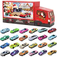 OCreon Adventskalender mit Rennautos aus Metall – 24 einzigartige Modelle in einem Überraschungsset – Lernspielzeug für Kinder