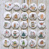 OCreon Adventskalender, Zahlen, Knöpfe, Nummern, Sicherheitsnadeln, Weihnachtskalender, selbst gestalten, Jutebeutel (Vintage)