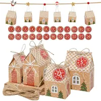OCreon DIY-Adventskalender zum Befüllen: 24 Häuser mit Zahlaufklebern – Weihnachtsgeschenkboxen, die man aufhängen oder aufstellen kann