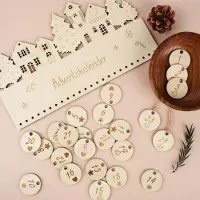 OCreon MOM Adventskalender mit Holznummern von 1 bis 24 und Juteband – Adventskalender zum Basteln und Aufhängen – Holzanhänger für Weihnachtsdekoration