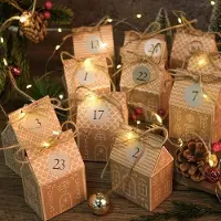 OCreon Adventskalender zum Befüllen – 24 selbst gestaltbare Lebkuchenhäuser. Adventskalender zum Befüllen für Kinder mit Stickern, Weihnachten und Juteband