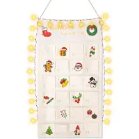 OCreon Adventskalender zum Befüllen – Aus Stoff – Weihnachtskalender zum Befüllen – Wiederverwendbar – Mit 24 Fächern – Adventskalender zum Aufhängen