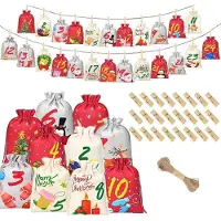 OCreon Adventskalender zum Selbstbefüllen - 24 Adventskalender-Tüten - Adventskalender-Säckchen - Weihnachtskalender 2025 aus Jute