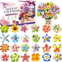 OCreon Adventskalender 2026 für Mädchen – Keramischer Adventskalender mit Blumenmotiven – 24 Tage voller Überraschungen für Frauen