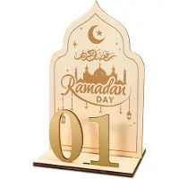 OCreon Holz-Adventskalender für Ramadan – Ramazan-Kalender mit 30 Tagen Countdown – Eid Mubarak-Kalender – Geschenke und Dekoration für Ramadan