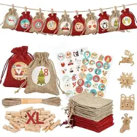 OCreon Jute-Adventskalenderbeutel – Befüllbare Adventskalender für 2026 – Jute-Weihnachtsbeutel in der Größe 20 x 30 cm – Überraschungsbeutel für Weihnachten