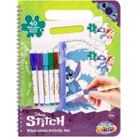 OCreon Stitch Mal- und Beschäftigungsset, wiederverwendbares Malbuch für Kinder ab 3 Jahren, mit 40 Seiten mit auswischbaren Aktivitäten, inklusive 5 Stiften