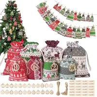OCreon Adventskalender zum Befüllen 2026 - 24 Weihnachtsschmuckbeutel