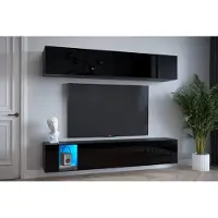 Furnitech Wohnwand Wohnzimmer - Wohnzimmer Möbel mit LED RGB - 16 Farben - Hängend Wohnwand Modern - Regale und TV Schrank (Exklusiv EX6-20B-HG1)