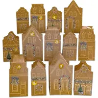 OCreon Adventskalender 2025 – Bastelset mit 24 Häuschen aus Geschenkpapier – Faltschachteln zum Basteln und Befüllen – Für Kinder und Erwachsene