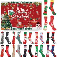 OCreon Paar Adventskalender 2025 für Damen: Weihnachtssocken – Adventskalender mit Weihnachtssocken – Weihnachtskalender mit Socken für Damen