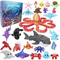 OCreon Adventskalender mit Meerestieren – 24 bewegliche Figuren von Meerestieren als Stressabbau-Spielzeug – Weihnachtskalender