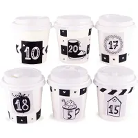 OCreon Adventskalender zum Befüllen, schwarz-weiß, 24 Geschenkboxen, Tassen, Weihnachten