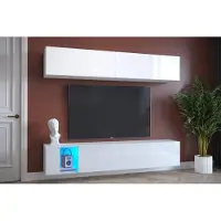 Furnitech Wohnwand Wohnzimmer - Wohnzimmer Möbel mit LED RGB - 16 Farben - Hängend Wohnwand Modern - Regale und TV Schrank (Exklusiv EX6-20W-HG2)