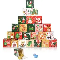 OCreon Adventskalender zum Befüllen - 24 Adventskalenderboxen - Schöne, selbst gestaltbare Adventskalender - Weihnachtsdekoration