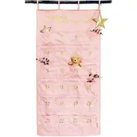 OCreon Papierdrachen Adventskalender 2025 – Bestickter Stoff-Wandkalender in Rosa und Gold – Mit Fächern zum Befüllen