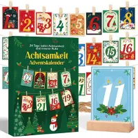 OCreon Achtsamkeitskalender 2025 – Achtsamkeits-Adventskalender für Frauen – Achtsamkeitskarten – Geschenk – Achtsamkeitsübungen – Mit Befestigungsklammern und Drähten