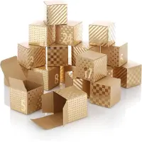OCreon Adventskalender-Sets zum Befüllen - 24 goldene Geschenkboxen - Kleine Boxen und Zahlaufkleber - DIY-Weihnachtsadventskalender für Kinder