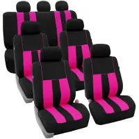 FH GROUP Autositzbezüge, dreireihig, gestreift, Airbag-kompatibel & geteilt, uni