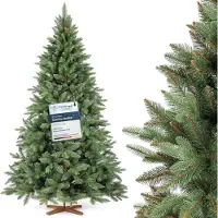 FairyTrees Weihnachtsbaum künstlich, Nordmanntanne Premium 220 cm, Naturgetreue Spritzguss Elemente, EU
