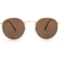 Opulize Sol Sonnenbrille Dünner Rand Runde Retro-Metallfassungen Kratzfest Getönte Linse UV400-Schutz Gold Braun Spitzen Herren Damen S94-9