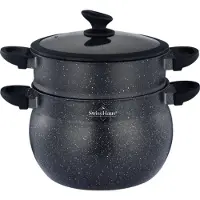 Swiss Haus Couscous-Topf, 24 cm, 9 Liter, für alle Herdarten, inklusive Induktion, Lausanne-Kollektion, Schwarz, SH-CCP24M