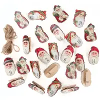 Logbuch Verlag Adventskalender Zahlen 1-24 Klammern aus Holz Weihnachtsmann
