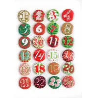 Logbuch Verlag 24 Adventskalender Buttons aus Blech mit Zahlen 1 - 24 - rot grün - Adventskalenderzahlen