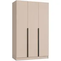 Tegre Moderner Kleiderschrank LIZA Kaschmir mit Schwarzem Griff 150 x 60 x 215 cm mit 3 Türen, Kleiderstange und praktischer Innenaufteilung